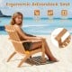 Ergonomic acacia wood Adirondack lounge armchair with wide armrests, perfect for outdoor patio relaxation.