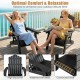 Black outdoor folding Adirondack chair features a high backrest, widened armrests, and a cup holder for ultimate comfort.