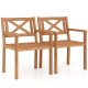 Set of 2 outdoor acacia wood patio dining chairs with ergonomic backrest and smooth armrests for comfortable seating.