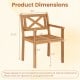 Acacia wood patio dining chair dimensions with ergonomic backrest and slatted design for outdoor comfort.