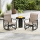 Set of 2 outdoor glider chairs with high backrest, breathable mesh fabric, and metal frame for patio relaxation.