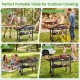 Foldable outdoor grill cart with a 31” x 17” heat-resistant tabletop, ideal for camping and backyard gatherings.