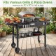 Outdoor grill cart with a foldable design, 31” x 17” galvanized metal surface, ideal for outdoor cooking and gatherings.