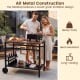 Outdoor grill cart with a stainless steel top, spice rack, and hooks, perfect for patio and garden cooking tasks.