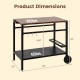 Outdoor grill cart featuring a stainless top, spice rack, and hooks, ideal for patio and garden use.