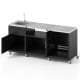 Outdoor grill table with open storage compartments, heavy-duty metal design, stainless steel countertop for outdoor.