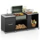 Grill cart with removable top shelf and large-capacity sink, featuring elegant stainless steel for outdoor cooking.