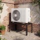 Heavy-duty black AC base for 9000-36000 BTU ductless air conditioners, featuring adjustable layout and stable support.