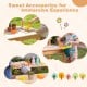 Outdoor kids mud kitchen featuring a spacious tabletop, built-in water basin, and sweet accessories for imaginative.