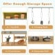 Outdoor kids mud kitchen featuring a top shelf, three hanging hooks, and a removable middle shelf for versatile storage.