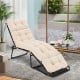 Beige outdoor lounge chaise cushion 73"x22" with high back and string ties, ideal for indoor and outdoor comfort.