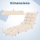 Beige outdoor lounge chaise cushion 73"x22" with high back and string ties, featuring waterproof and breathable fabric.
