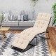 Beige outdoor lounge chaise cushion 73"x22" with high back, featuring string ties for secure attachment and optimal.