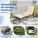 Beige outdoor lounge chaise cushion 73"x22" with high back string ties, ideal for comfort and durability in any setting.
