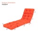 Thick orange outdoor lounge chaise cushion with string ties, made from waterproof polyester, ideal for garden or.