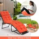 Thickened orange outdoor lounge chair cushion with string ties, made from waterproof polyester for garden and poolside.