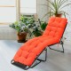 Bright orange outdoor lounge chaise cushion with string ties, made from waterproof polyester for garden or poolside use.
