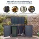 Outdoor metal garbage bin storage shed for 2 trash cans in gray, featuring wide-opening doors for easy access and.