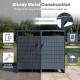 Outdoor metal garbage bin storage shed for 2 trash cans in gray, featuring sturdy construction and water-resistant.