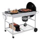 Movable grill table for 18/22 inch Weber kettle, featuring a spacious tabletop and convenient lid holder for outdoor.