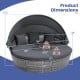 Round outdoor daybed with retractable canopy, gray PE wicker, and cushions, ideal for backyard or poolside relaxation.