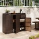 Outdoor PE wicker storage cabinet with three doors and adjustable shelves, ideal for patio and deck organization.