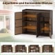 Outdoor PE wicker storage cabinet with a wide countertop, ideal for organizing essentials on the deck or patio.
