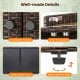 Close-up of the outdoor PE wicker storage cabinet showcasing convenient handles, snap-fit closures, and sturdy metal.