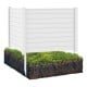 Outdoor PVC air conditioner fence with white panels and 20-inch long stakes, ideal for privacy around AC units and.