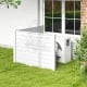 Outdoor PVC air conditioner fence in white, featuring 20-inch stakes for easy installation and privacy for outdoor.