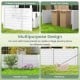 Outdoor PVC air conditioner fence in white with 20-inch stakes, ideal for privacy around gardens and pets.