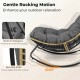 Close-up of the Outdoor Papasan Rocking Chair's cushioned seat, featuring built-in stoppers and non-slip pads for.