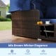 Close-up of the outdoor patio rattan daybed with mix brown wicker, featuring a retractable canopy and side tables.