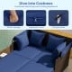 Navy cushion detail of the Outdoor Patio Rattan Daybed with zippered covers and fixing buckles for easy maintenance.