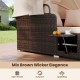 Close-up of the outdoor patio rattan daybed in mix brown wicker, featuring a retractable canopy and side tables for.