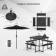 Dimensions of the Outdoor Picnic Table Bench Set with Umbrella, suitable for 4-8 people, featuring a 7.5 ft umbrella.