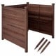 Outdoor privacy air conditioner fence in brown fir wood, designed to conceal units and enhance backyard aesthetics.