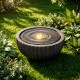 Round sphere water fountain with LED lights, featuring a realistic stone look, perfect for tranquil outdoor spaces.