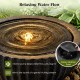 Outdoor round sphere water fountain with LED lights, featuring a relaxing water flow and durable resin build for.