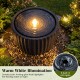 Outdoor round sphere water fountain with pump, featuring 6 LED lights for warm illumination, perfect for garden.