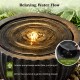 Outdoor round sphere water fountain with pump, featuring a realistic stone look and adjustable flow for tranquil garden.