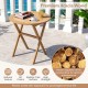 Outdoor side table with slatted tabletop, made of acacia wood, featuring an X-shaped structure for stability and.