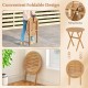 Folding outdoor side table with slatted acacia wood tabletop and X-shaped structure, ideal for indoor and outdoor use.