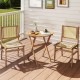 Outdoor side table with slatted tabletop and X-shaped structure, made of solid acacia wood, perfect for indoor and.