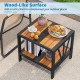 Outdoor side table featuring a wood-like surface, umbrella hole, and storage shelf, perfect for patio or porch use.