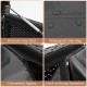 Close-up of the waterproof liner bag and convenient zippers of the brown outdoor storage bench deck box.
