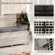 Outdoor storage bench with gray cushion, sturdy metal frame, and reinforced seat board for patio or garden use.