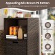 Outdoor storage cabinet in appealing mix brown PE rattan with drawer and three shelves, ideal for patio organization.