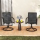 Set of 2 outdoor swivel chairs with high back and breathable black seats, perfect for backyard relaxation.