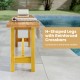 Teak wood bench with H-shaped legs and reinforced crossbars, perfect for porch or poolside seating.